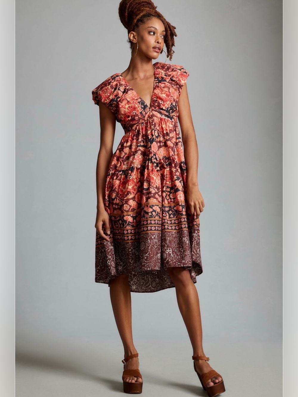 *New* By Anthropologie Printed V-Neck Babydoll Dress, Size 12P